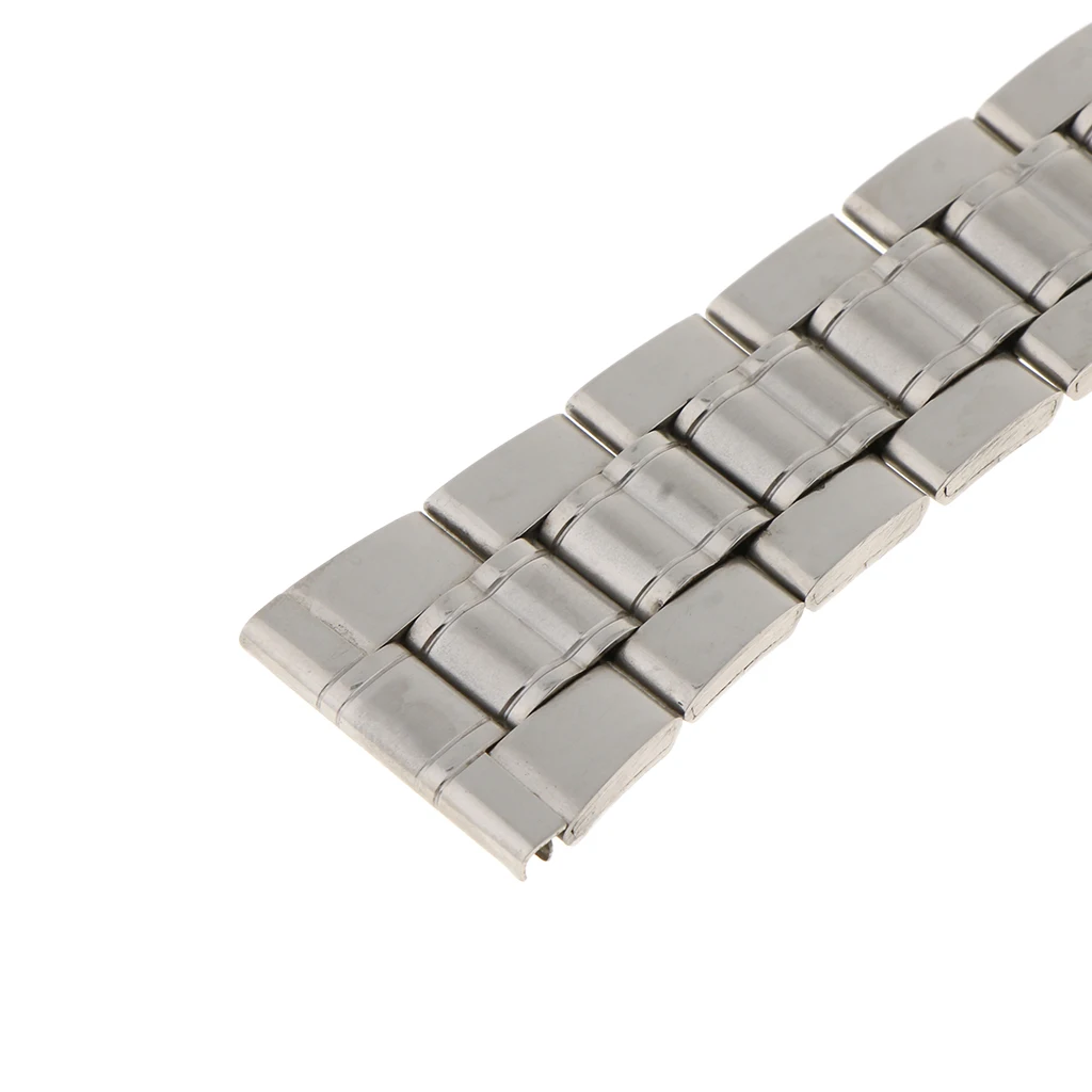 Men Watch Band Solid Stainless Steel Strap Silver Folded Clasp 22mm