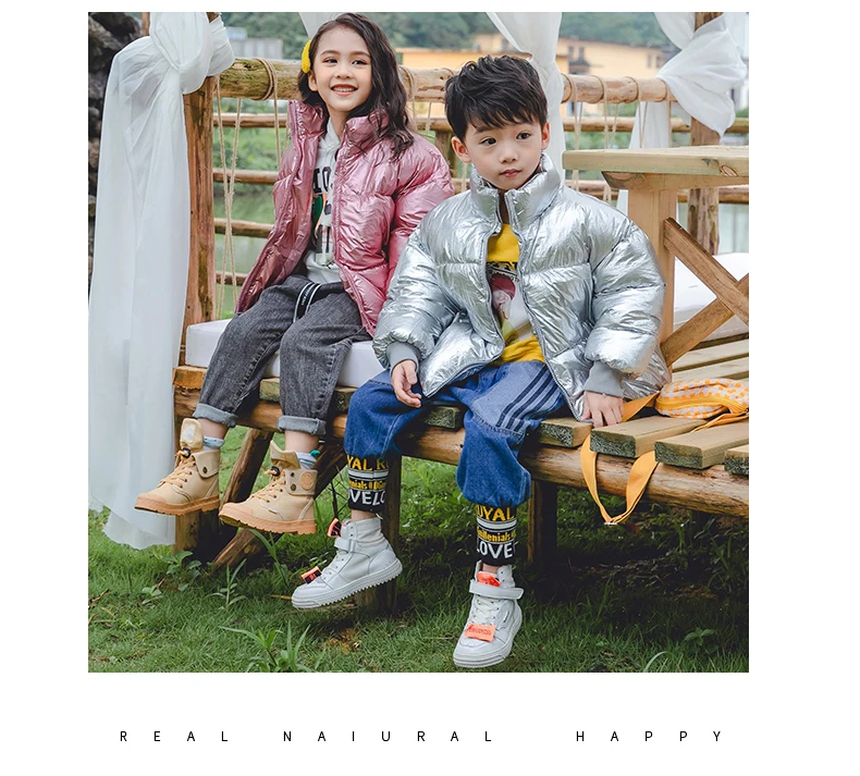 GLO-STORY, детские зимние пальто для мальчиков и девочек, блестящие пальто-пуховики, парки, плотные куртки, 100-170 см
