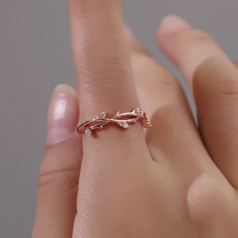 Rosegold Cross Rattan Crystal Opening Single Ring For Women Elegant Adjustable Brandch Fashion Jewelry A838 | Украшения и