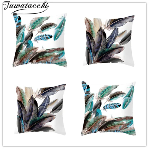

2pcs Fuwatacchi Multicol Feather Cushion Cover Cartoon Christmas Pillow Cover for Home Sofa Decorative Throw Pillowcases 45*45cm