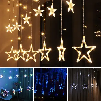 

2.5M Christmas Star Lights LED Curtain Room Lights Decor Christmas String Fairy Light Garland Christmas Tree Decoration Pendant