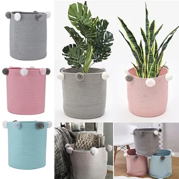 

Cotton Rope Plant Basket Modern Woven Storage Basket Indoor Planter Cover Laundry Storage Bin