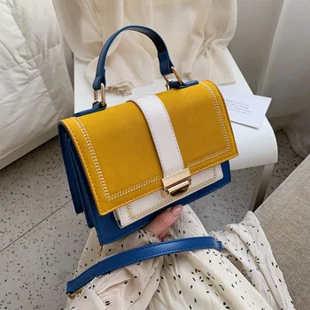 

Women's Bag 2020 New Colour-Coloured and Sanded Small Square Bag Fashion Hand-held Baidan Single Shoulder Slant Bag
