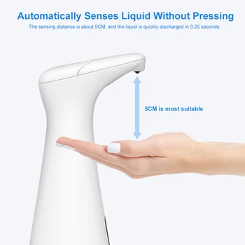 

200ml Soap Dispenser Smart Sensor Hands Washing For Bathroom Kitchen White Abs