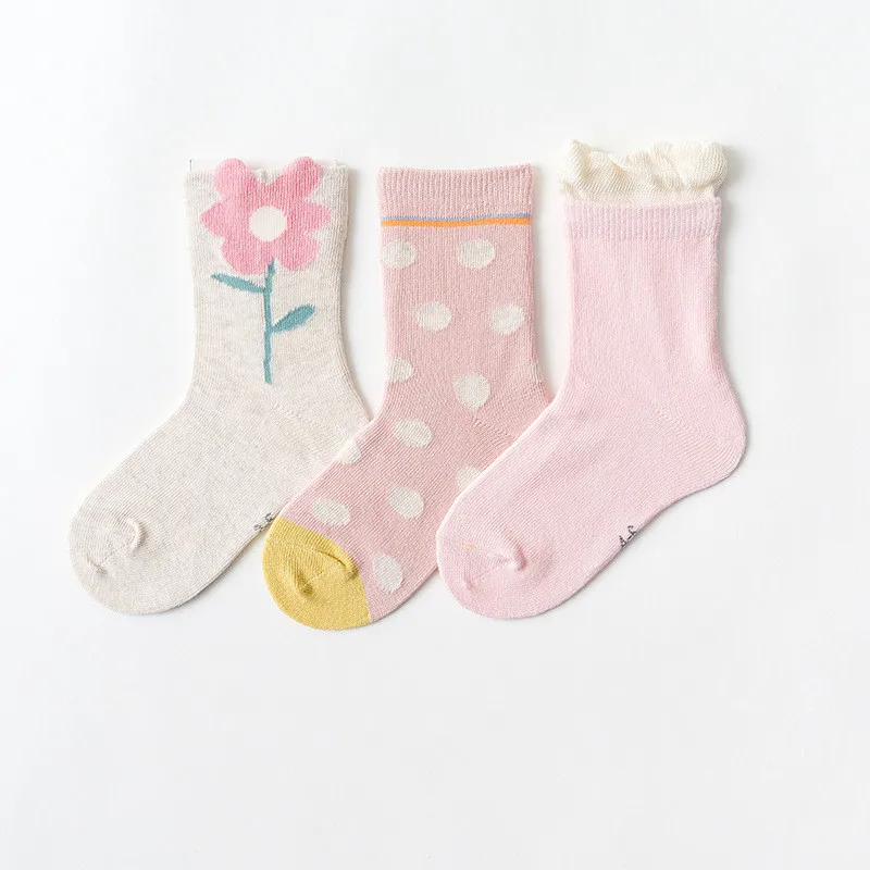 3pcs/lot Fashion Tube Socks Baby Children Super Fashion Cotton Tube Socks Dinosaur Flower Socks Baby Boy Girl All Accessories