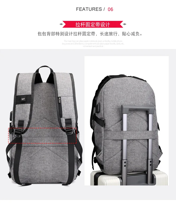 New USB Rechargeable Backpack, Business Backpack, Computer Bag, Multifunctional Anti-theft Bag for Men and Women