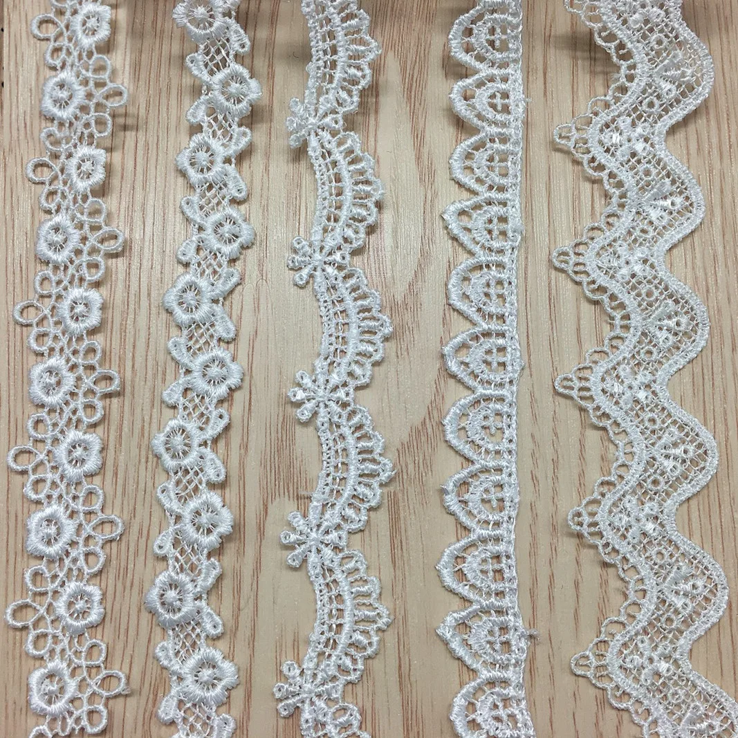 

4yards Embroidered White Hollow Floral Lace Fabric DIY Crafts Sewing Ribbons Clothes Necklace Underwear Garment Accessories
