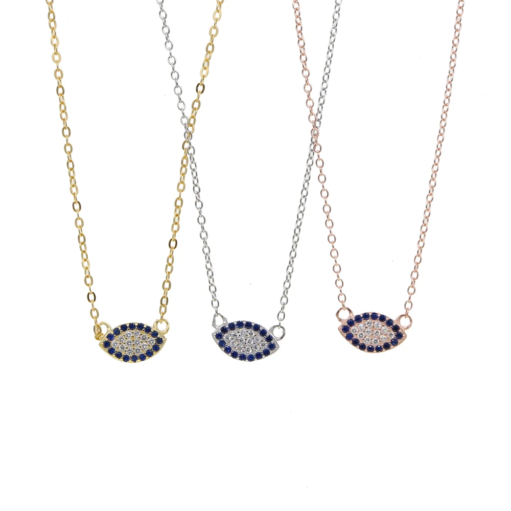 100% 925 sterling silver ROSE GOLD color hamsa eye design unique fashion women girlfriend gift nice sapphires charm necklace | Украшения и