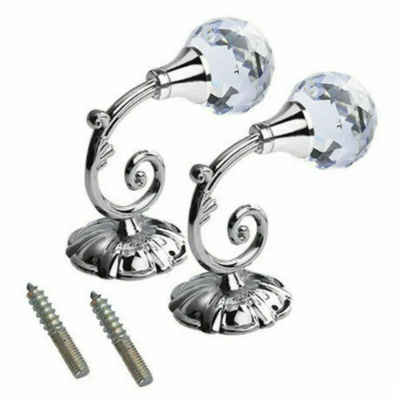 

2 Piece Set Solid Color Luxury Crystal Ball Glass Curtain Holdback Wall Tie Back Hooks Hanger Holder Curtain Wall Hooks