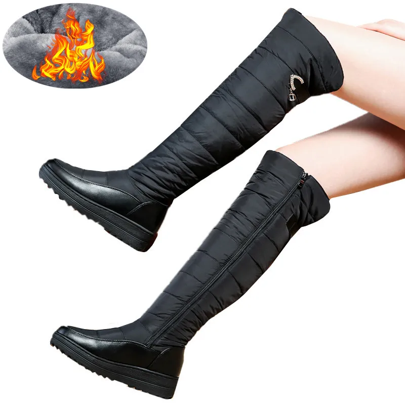 ASUMER new high quality down warm snow boots women platform thigh high boots ladies zipper winter shoes over the knee