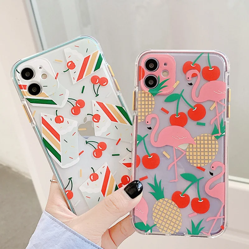 

Luxury Flamingo Flower 8Plus Phone Case For iPhone 11 Pro Max X XR XS Max 7Plus SE2020 Soft Phone Cover Coque Funda