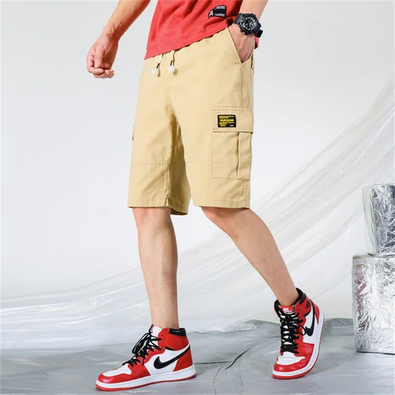 Новые мужские летние тонкие повседневные шорты Стрейчевые брендовые свободные укороченные шорты