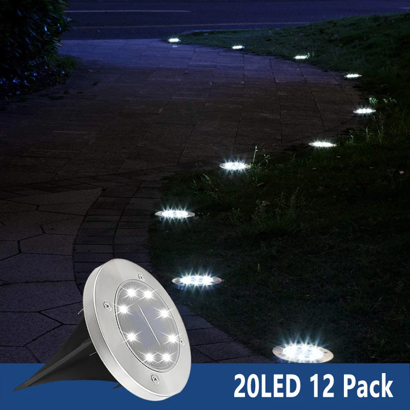 20 LED Outdoor Garden Solar Underground Light Villa Front Lawn Decorative Lamp Waterproof Supplies For Pathway Lawn Light indoor solar lights