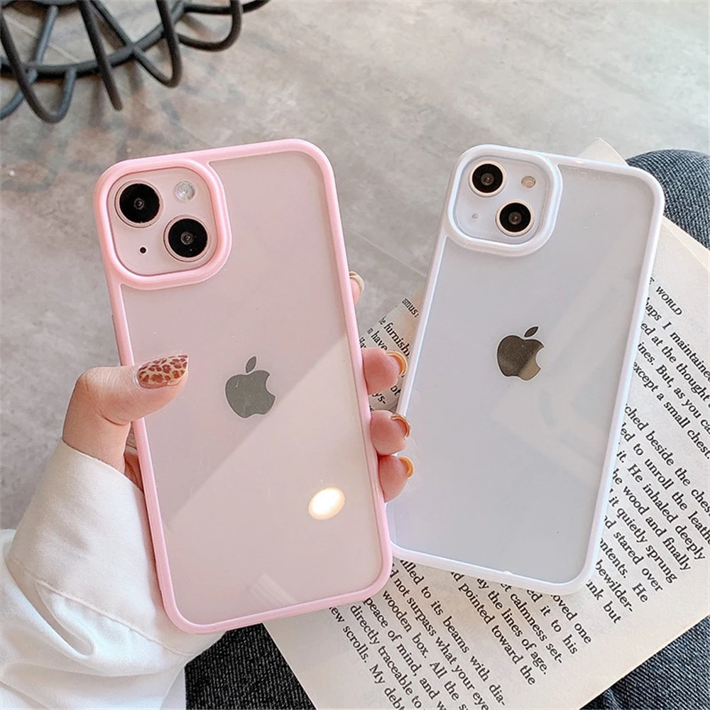 iphone 13 leather case Candy Shockproof Silicone Bumper Phone Case For iPhone 11 12 13 Pro Max X XS XR Max 8 7 Plus Transparent Protection Back Cover 13 case