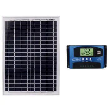 

18V20W Black Solar Panels 12V/24V Solar Controller With Usb Interface Battery Travel Power Supply