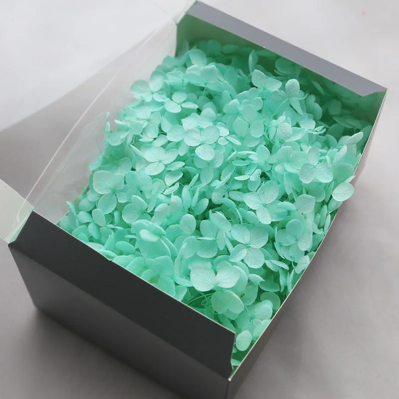 Tiffany Blue 1 коробка, высокое качество, натуральные консервированные цветы, сушеные листочки Анны, Гортензия, Цветочная головка для DIY, настоящая вечная жизнь, цветы, материал - Цвет: Tiffany Blue