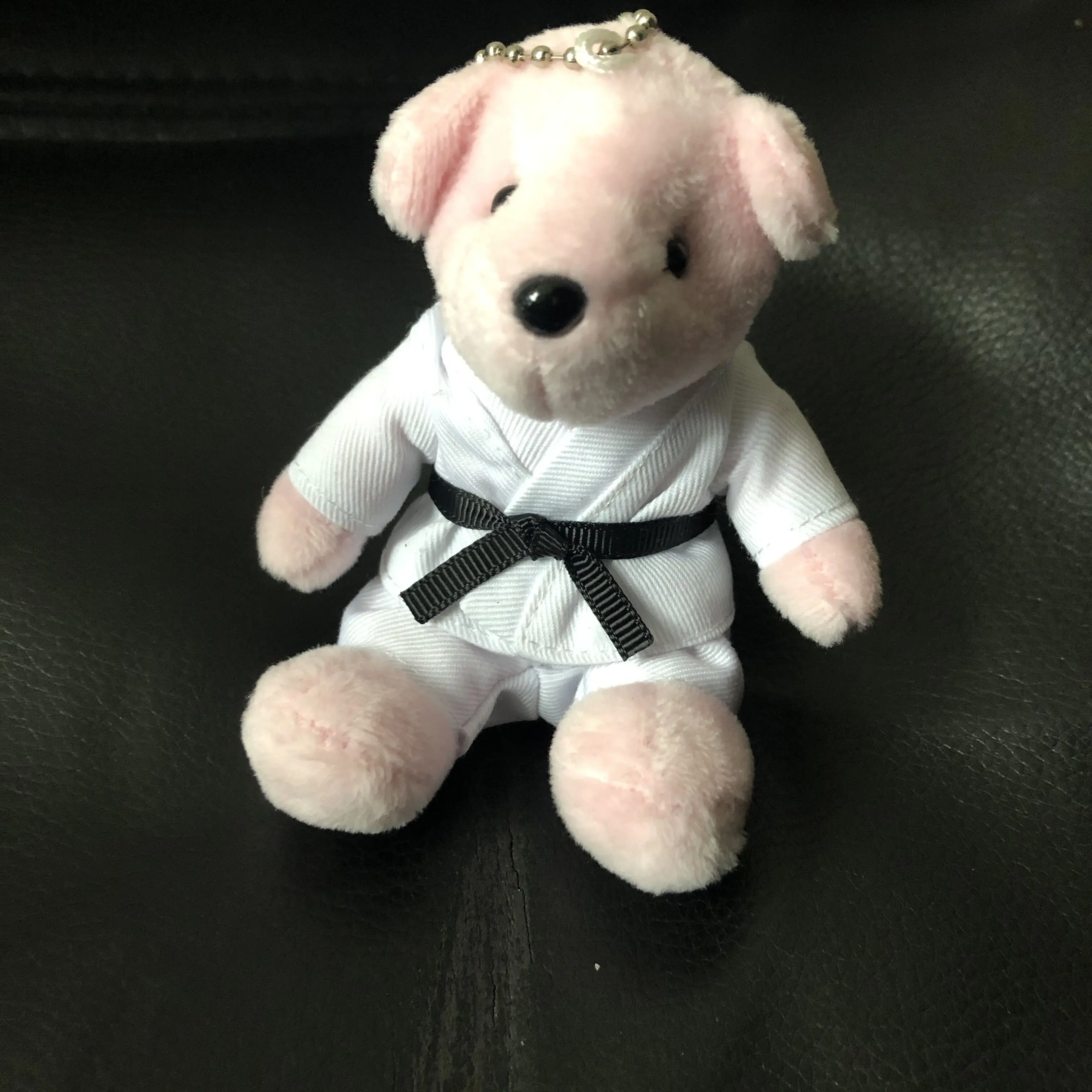 12 pcs/lot) karate keychains cartoon sport gifts for kids girls lovely kyokushin Karate bear Souvenir students prize Plush bears