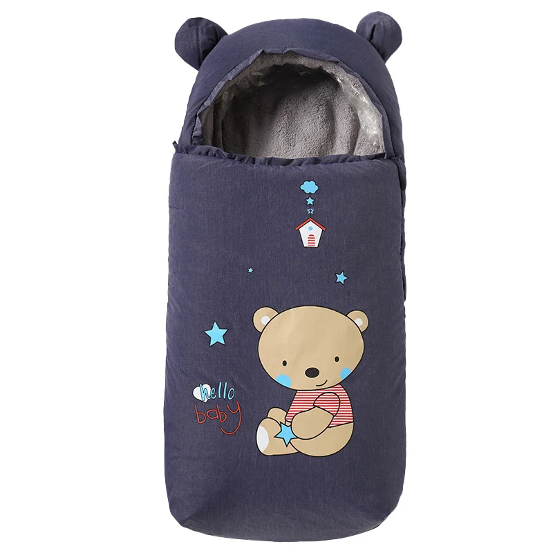 Детский Зимний толстый мягкий спальный мешок, детское одеяло с защитой от ударов, многофункциональная детская коляска, спальный мешок для новорожденных, теплое одеяло - Color: Blue