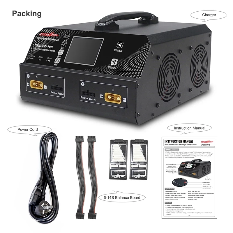 

Ультра мощный 2800 Вт UP2800 AC 220 В 6S-14S Lipo/LiHV/интеллектуальное зарядное устройство для беспилотного летательного аппарата