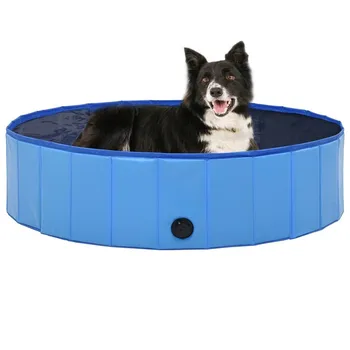 

120x30 cm Foldable Dog Swimming Pool Foldable Pet Anti slip Pool Bath Swimming Tub Bathtub Pet Collapsible Bathing Pool Blue PVC