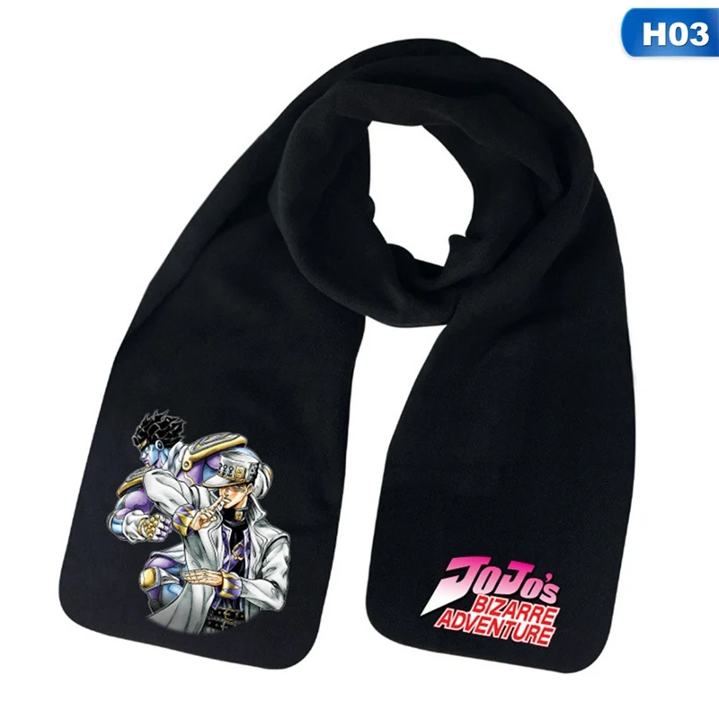 1pcs Anime JoJo's Bizarre Adventure Long black Scarf Wrap Handmade printing Jonathan Joestar Cosplay Costume Scarves 160cm