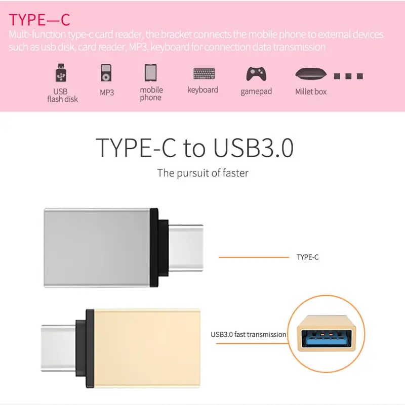 

Type C to USB 3.0 OTG Cable Adapter Type C Adapter USB C Converter for Samsung Galaxy S9 Huawei p20 MacBook USB OTG Adapter