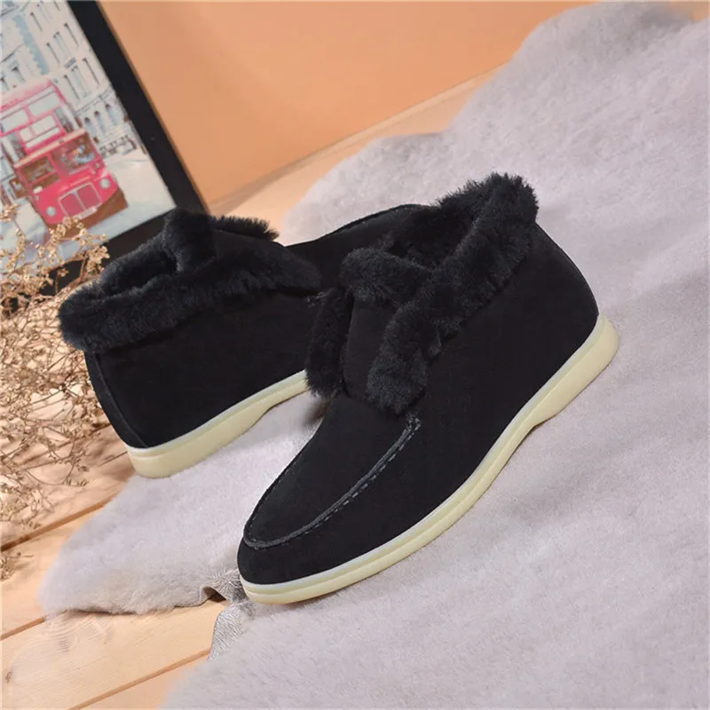 Winter Flat Shoes Woman New Warm and non-slip Short Snow Boots Casual Comfortable Women Shoes Round Toe Light Ladies Shoes