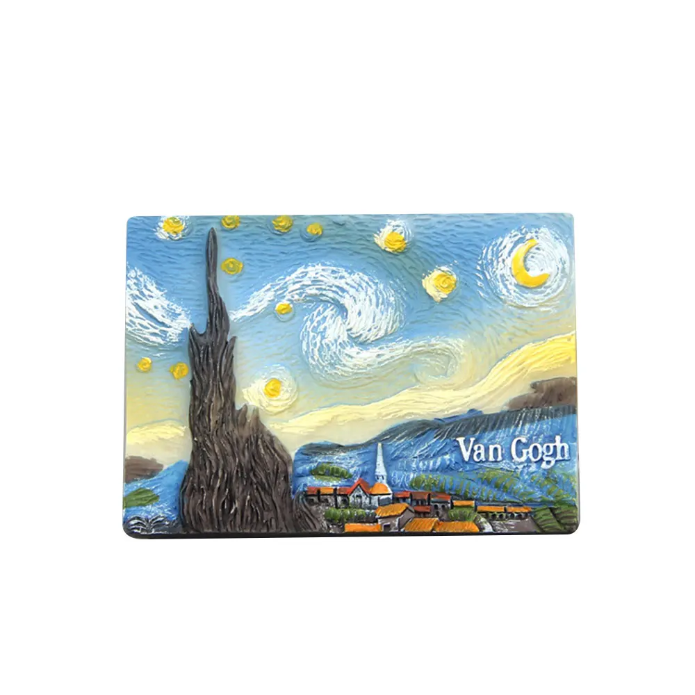 European Creative Famous Painting Resin Fridge Magnet Mona Lisa Sunflower Starry Van Gogh Series