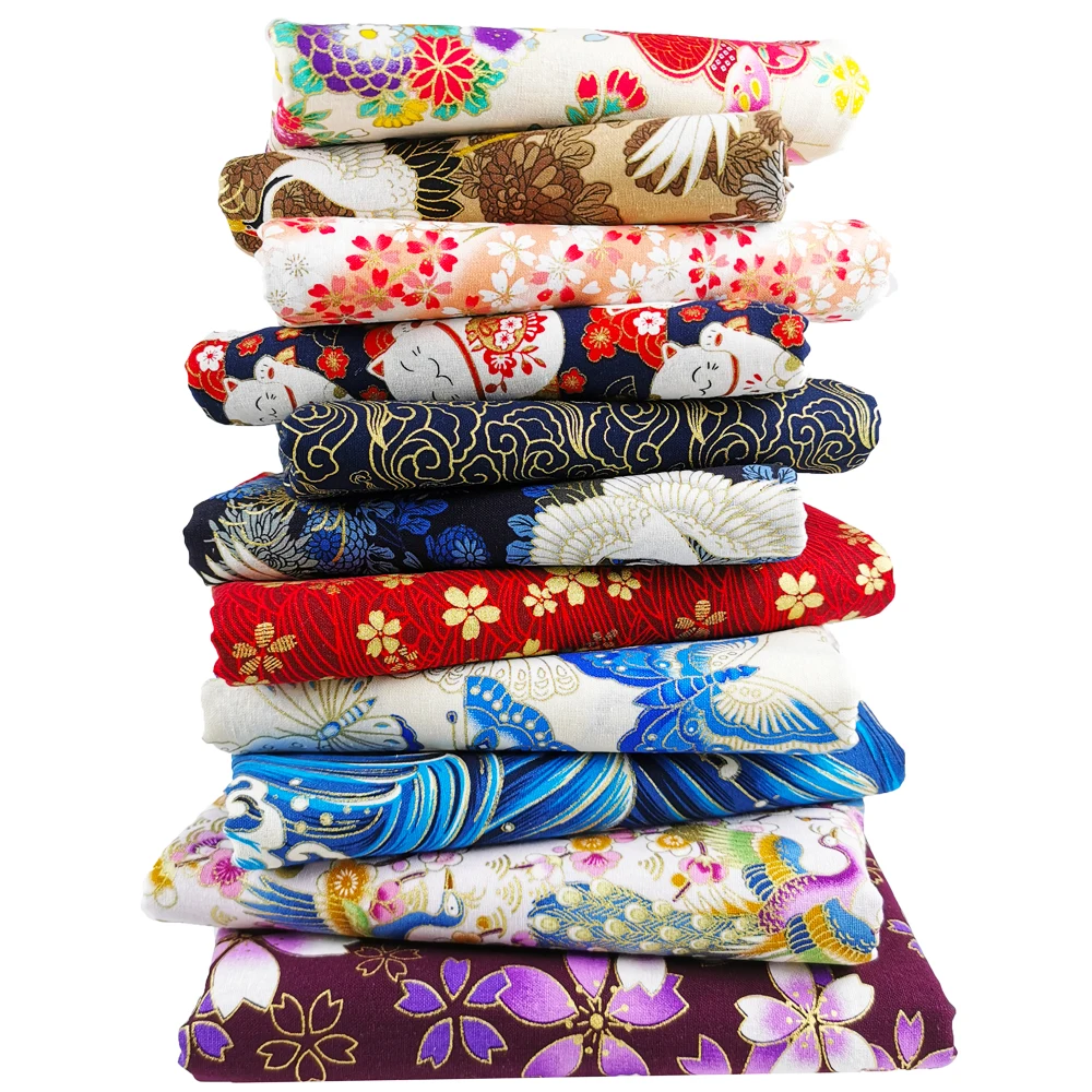 Хлопок, лен, японская вишневая ткань, Бронзированная ткань, нарезанная Ткань для шитья, бронзовая ткань, Лоскутная Ткань для шитья, сделай сам