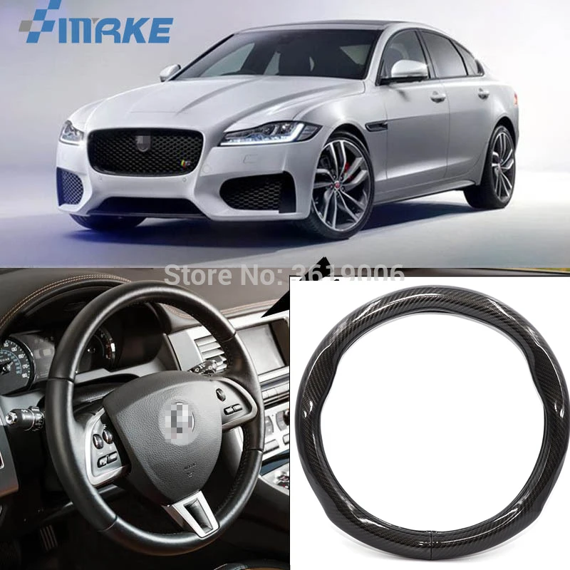 SmRKE автомобильные аксессуары для Jaguar XF XFJ XFL черный карбоновый кожаный чехол на руль спортивный гоночный автомобиль Стайлинг