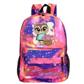 

Child Cute Owl Backpack Cartoon Bookbag Mochila Plecak Pink Teenager Girl School Bag Boy Galaxy Rucksack Women Small Travel Bag
