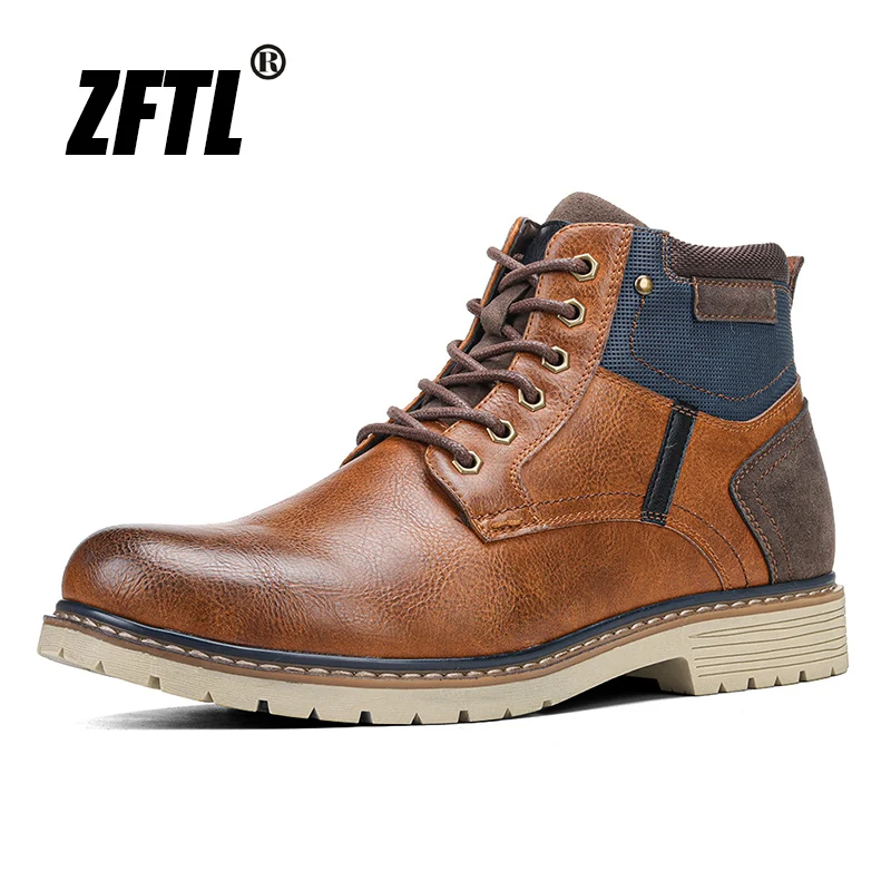 

ZFTL Men's snow boots man casual boots male Ankle boots men Chelsea boots winter warmly vintage large size brown cotton boots