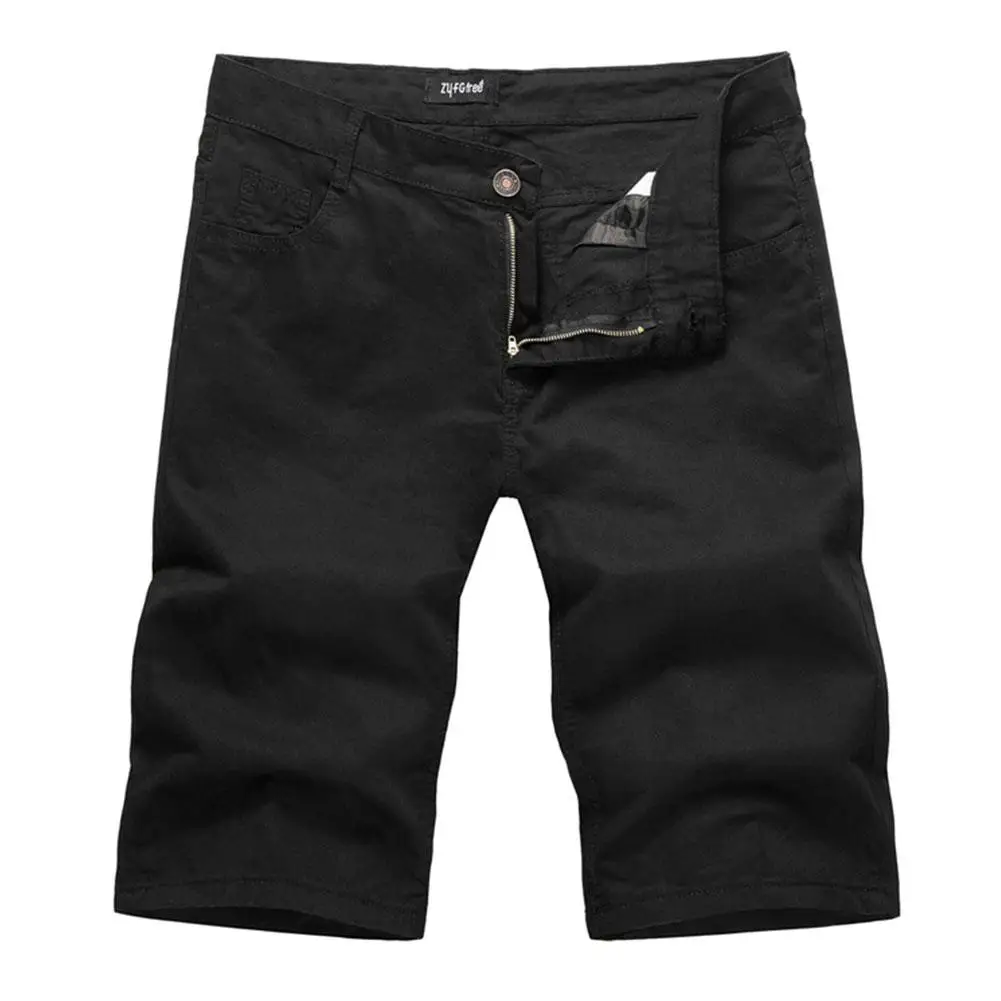 Мужские модные весенние Летние Шорты Спортивные Повседневные однотонные штаны на молнии с пуговицами
