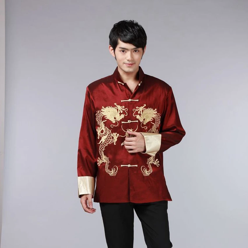 Dragon Satin Long Sleeve Costume Retro ...