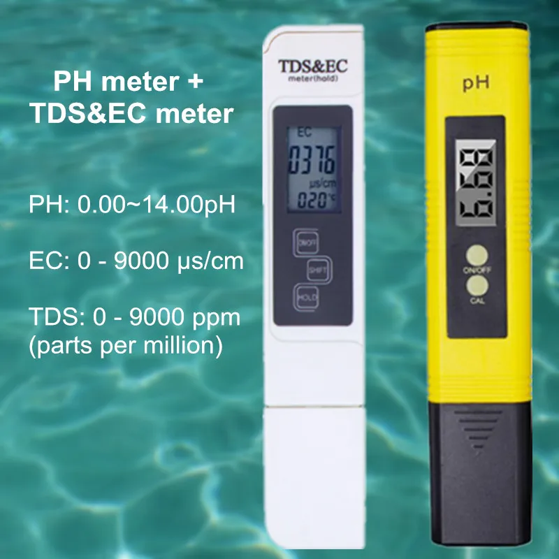 Цифровой измеритель PH EC TDS тестер термометр ручка Чистота воды PPM фильтр гидропоники для Аквариума Бассейн Воды Монитор Скидка 40 - Цвет: PH and TDS EC meter