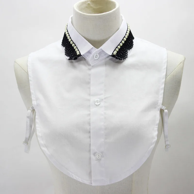 

Fashion Beads Fake Collar for Women White Tie Vintage Detachable Collar Laple False Collar Blouse Top Clothes Accessories