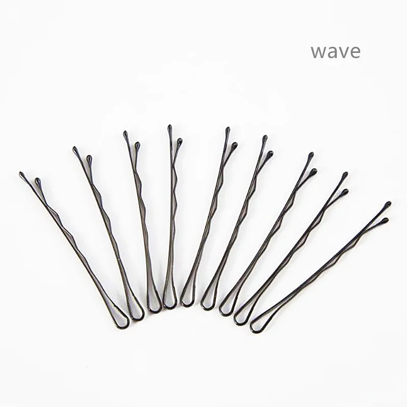 60 Black Metal Wave Bobby Hair Pin Clips Slides Grip 62mm Salon Styling Bob Pin 