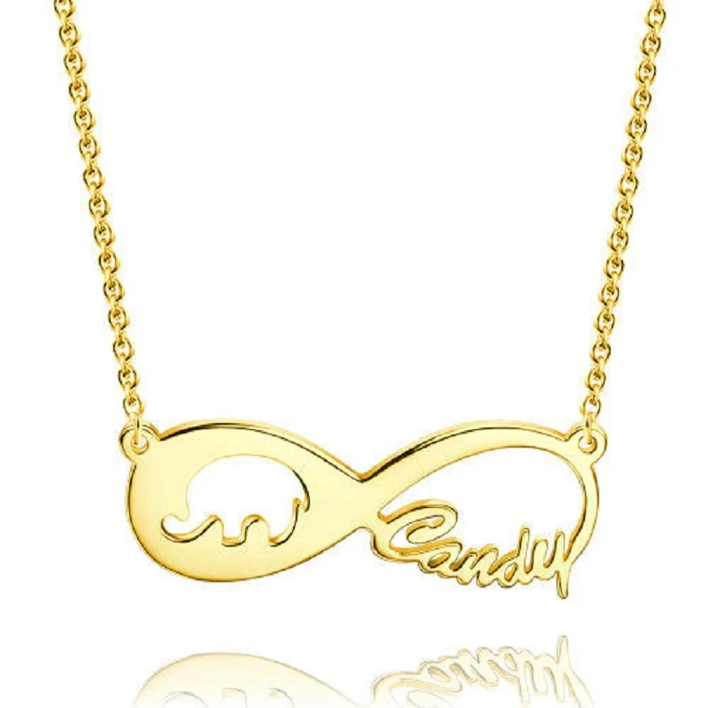 

Personalized Infinity Nameplate Necklace For Women lucky Elephant Pendants Custom Letter Necklaces Jewelry Gift For Girls