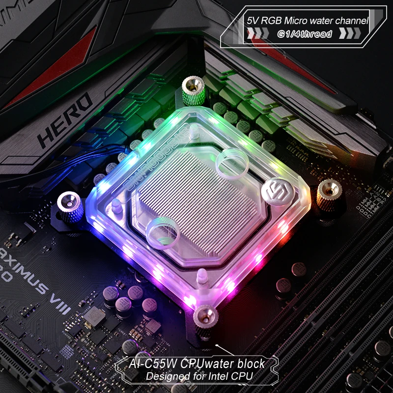 Syscooling CPU water block used for Intel LGA1150 1151 1155 1156 2011 with 5V RGB support 1