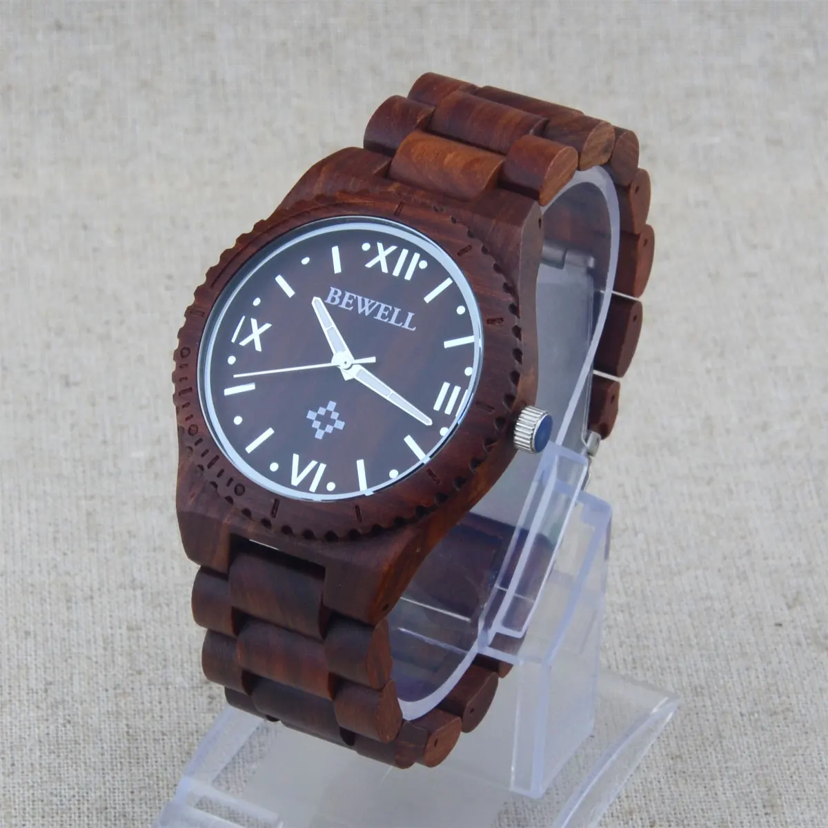 New Natural BEWELL Sandalwood Roman Numerals Men Women Wooden Watch Collection