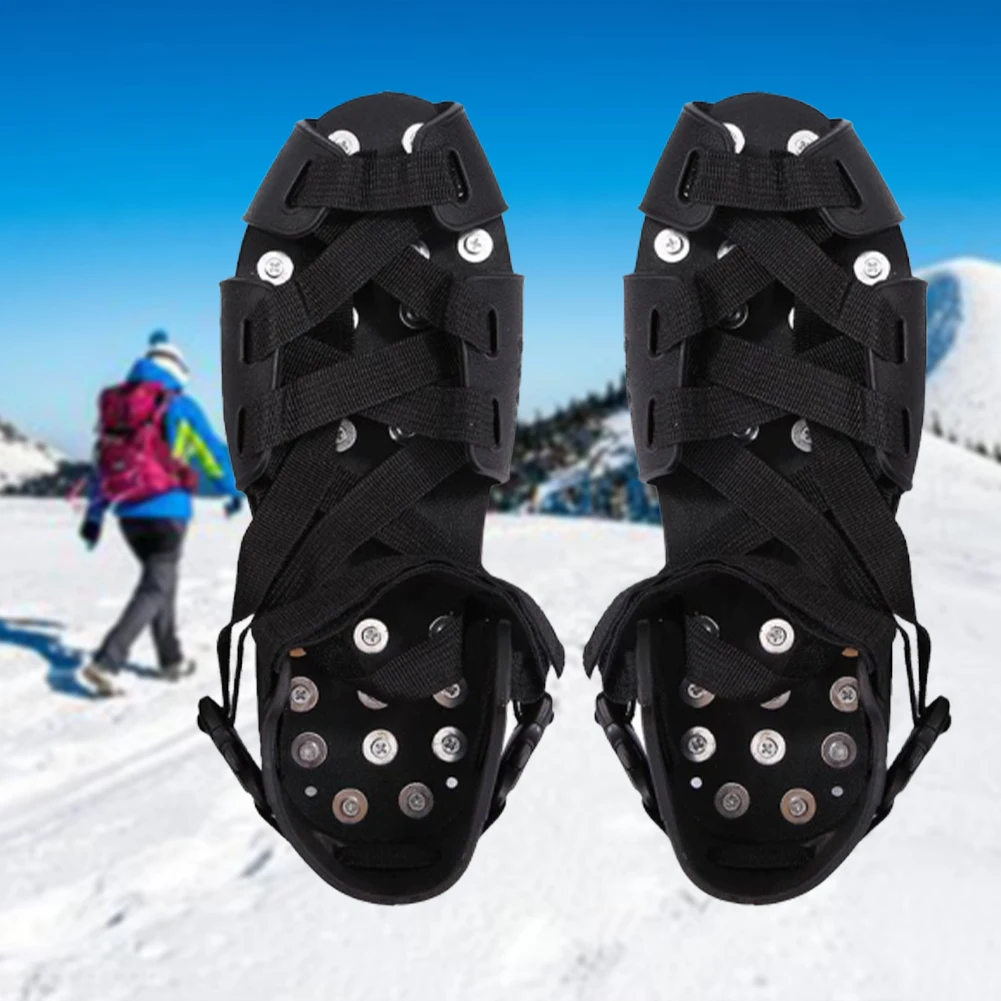 1 пара захватов для альпинизма, снега, обуви, 32 шипа с ремешками, Нескользящие, для походов, прогулок на открытом воздухе, универсальные, для катания на лыжах