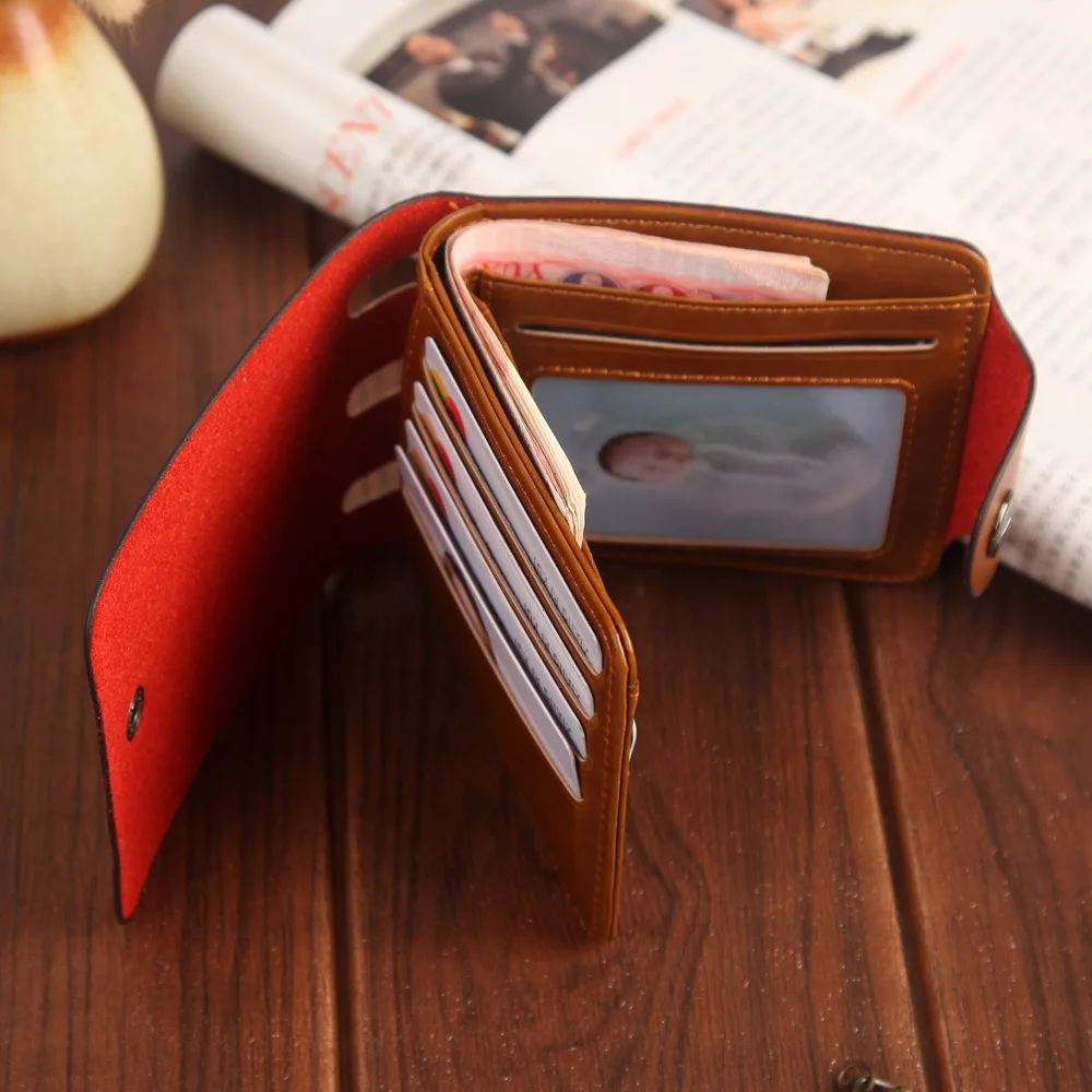 PU Leather Men Wallet Short Leather Purses ID Card Holder Bifold Money Clip  | eBay