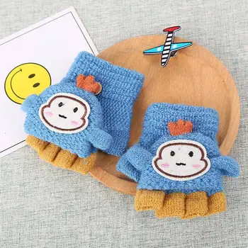 

Cute Baby Monkey Gloves Children Girl Boy Animal Half Finger Gloves Cover Warm Children's Mitten Winter Knitted Gloves Mittens