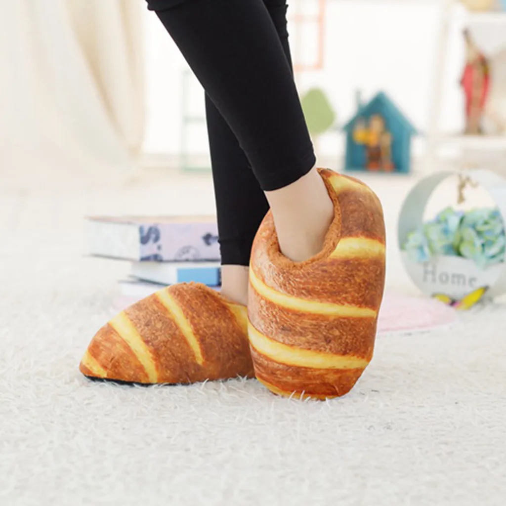 

MUQGEW Funny Bread Shape Slippers shoes woman new arrival Winter Warm Indoor Shoes Plush Home Slipper large size soft slippers