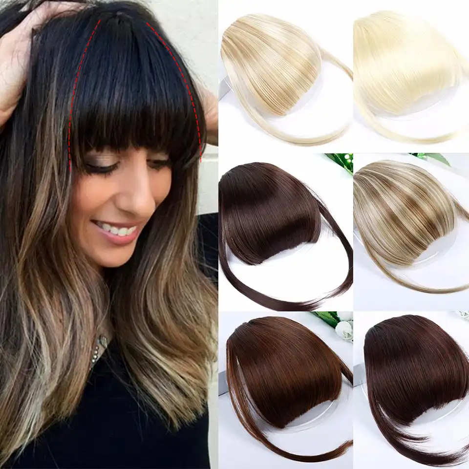 Wtb Brown Red Black Short Fake Hair Bangs Heat Resistant Synthetic