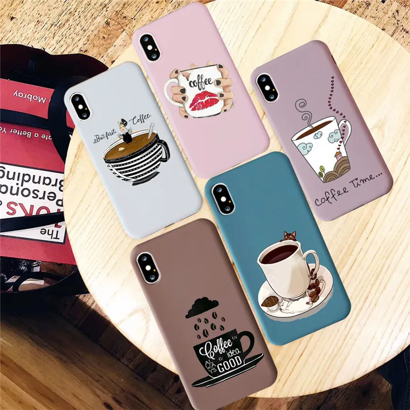 Для IPhone X чехол для телефона чашка кофе силиконовый 8 Plus 7 6 6S 11 Pro Max | Мобильные