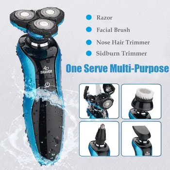 

4 in 1 Rechargeable Electric Shaver with 4D Floating Blades Waterproof Razor Nose Hair Trimmer Kit