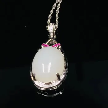 

Chinese Natural White Jade Pendant Necklace Charm Jewelry Carved Handbag Amulet Gifts For Women Fine Jewelry