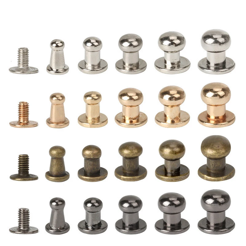 Metal Alloy Knob Screw Rivets Studs DIY Crafts Leather Belt Watchband Round Monk Head Rivets Spikes Decor Nail Buckles 10Sets