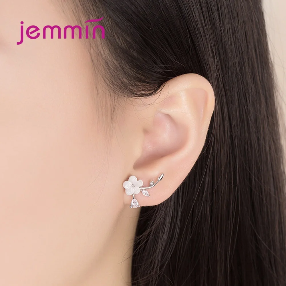 Новые стразы, серьги для женщин, Bijoux, цветок сливы, серьги-гвоздики для женщин, массивные подарочные украшения для ушей